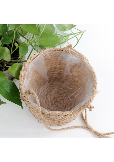 Ulzyvf Tutucu Sepeti Saksısı Saksı Renk Mekan Mekan Makrome L Jüt İç Halat Dokuma Dış Depolama Çiçek Bitki Birincil Bahçe Askılı Jk