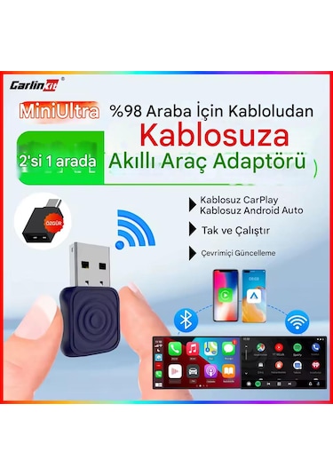 Carlinkit Mini Ultra 5.0 Kablosuz Carplay & Android Auto Adaptörü