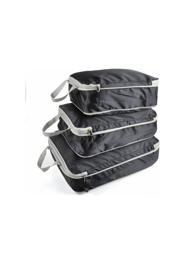 Padalink Siyah Seyahat Sıkıştırma Kutuları 3 Adet , 50% Yer Kazandıran, Dayanıklı Nilon, Çok Amaçlı Çanta Organizatörü