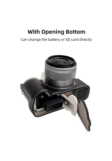 Yaozixa Kahverengi Su Aygırı Desenli Kamera Deri Kılıfı, Askı Kayışıyla, Canon Eos M50/m50 Iı/m5 İçin Uyarlanmış, Tam Erişim Ve Tripod Uyumlu