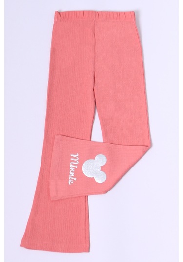 Kız Çocuk Tayt İspanyol Paça Karakter Nakışlı F15 Somon