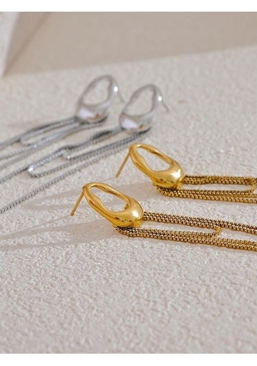 Novahub Kadınlar İçin Gümüş 316l Paslanmaz Çelik Geometrik Püskül Zincir Dangle Küpe Mizaç Popüler Takı Hediye Gümüş