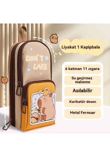 Spring Güzel Kalem Kutusu Kırtasiye Çantası Budist Yunus Kahverengi