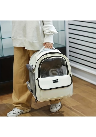 Honeybeeshop Nefes Alabilir Büyük Kapasiteli Gray One Size Yan Açkılı Kedi Sırt Çantası Taşıyıcı Dayanıklı Pvc Fermuarlı