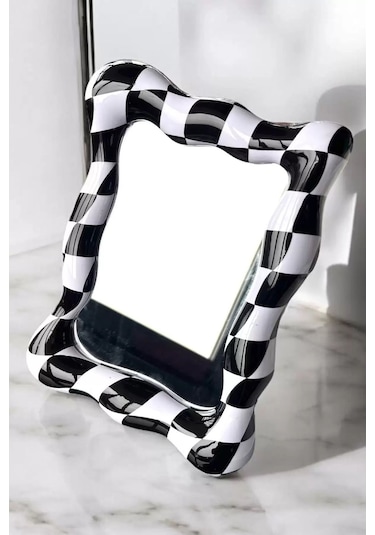 Caş Dekorasyon Siyah Ve Beyaz Renk Masa Aynası Siyah