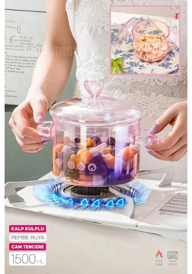 Madamev Borosilikat Cam Tencere Isıya Dayanıklı Termisil 1500cc