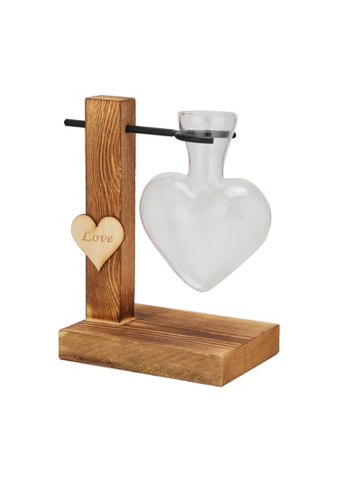 Suofeng Ahşap Tabanlı Cam Süs Vazo, Retro Tarz Su Bitkisi Kabı, Masaüstü Dekorasyon, Ev Ofis Süsleme