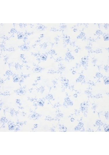 Çift Kişilik %100 Pamuk Mavi Çiçek Nevresim Takımı | Mavi & Beyaz | 4 Parça | Yumuşak Dokulu