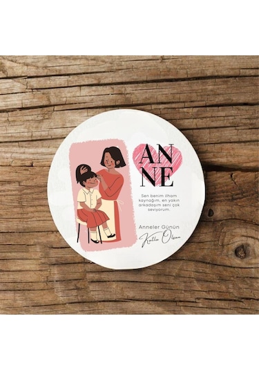 Annelere Özel Mdf İkili Bardak Altlığı