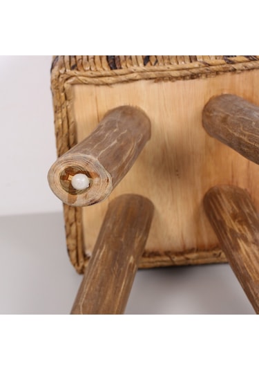 Abaka Kare Puf & Stools-doğal Teak Gövde 33x44x50 Cm Bej