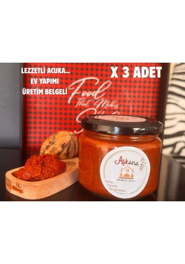 Acuka - Ev Yapımı Ve Üretim Belgeli Lezzetli Kahvaltılık Sos-300 Gr X 3 Adet