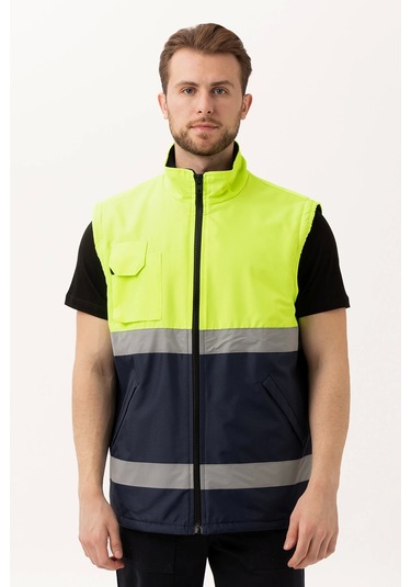 Pendula Mont - Soğuk Havalara Uygun Reflektörlü İş Montu Yüksek Görünürlük F.sarı--lacivert