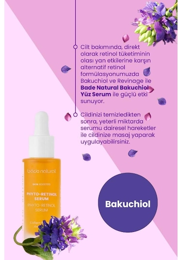 Bade Natural Bakuchiol Phyto Retinol Yüz Serumu Yaşlanma Ve Kırışıklık Karşıtı 30 ML