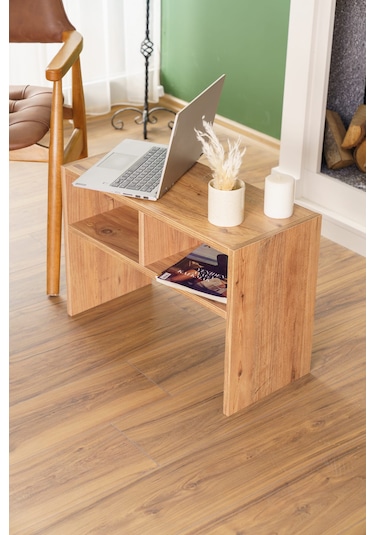 Raflı Yan Sehpa Koltuk Sehpası C Sehpa Zigon Sehpa Servis Sehpası Atlantik Çam