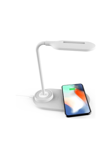Monyee Beyaz 10w Hızlı Kablosuz Şarj Cihazı İle 3 Seviye Dokunmatik Gündüz/gece Lambası, Telefon Tutucu, Usb Kablolu Pil Yok