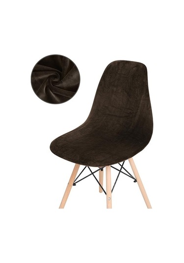 Kahve 1 /2 /4 /6 Parça Kadife Düz Sandalye Kılıfları Kolsuz Kabuk Sandalye Kılıfı Düğün Yemek Odası Ofis Ziyafet Otel 2 Parça Kahve