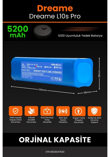 Dreame L10s Pro 5200mah Robot Süpürge Bataryası