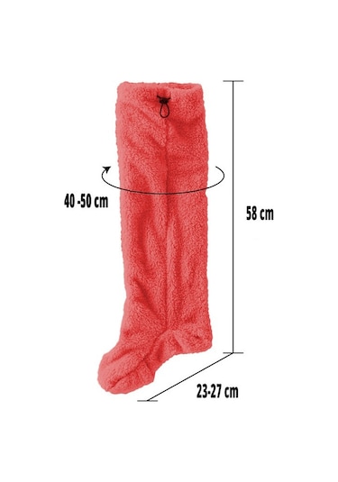 Mulberry Wellsoft Peluş Diz Üstü Ev Çorabı Uzun Çorap Kırmızı