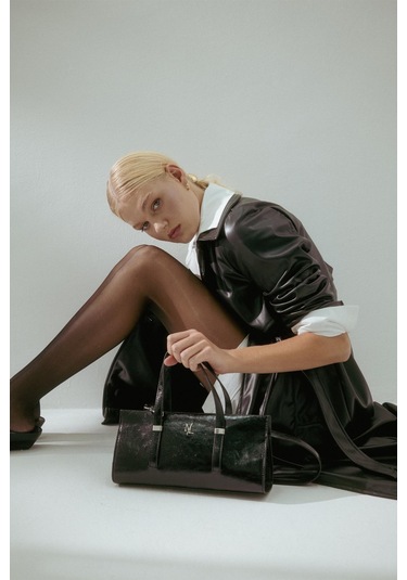 Aller Parça Deri Trençkot Siyah Siyah