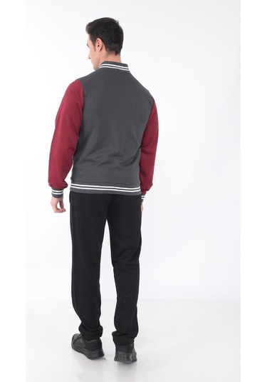 Erkek Kolej Ceket 3 Iplik Içi Fileli Kolej Ceket Antramelaj Bordo