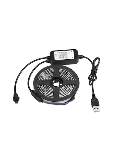 Kosona Akıllı Tv Müzik Işık Şeridi - Rgb 5050 Smd, Bluetooth + 24 Tuşlu Kumanda, 4 Mod 16 Renk, Ip65, 2m 60 Led