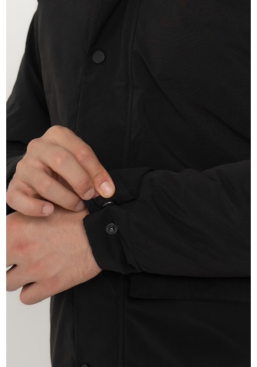 Suya Dayanıklı Kapüşonlu Parka- Champ Siyah