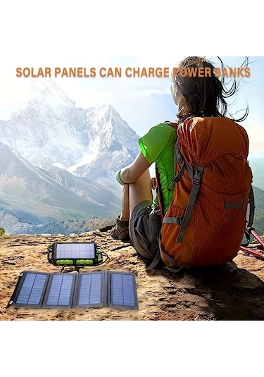 20w 4 Katlı Siyah Güneş Paneli Taşınabilir Katlanabilir Usb Şarj Cihazı Kamp Seyahat İçin Solar Panel