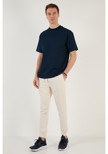 Buratti Pamuklu Relaxed Fit Sıfır Yaka Erkek T Shirt 5905446 Indigo