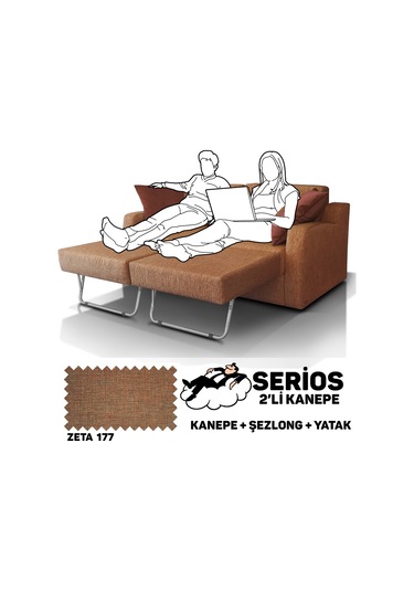 Serios Şezlonglu Yataklı Kanepe - Zeta 177