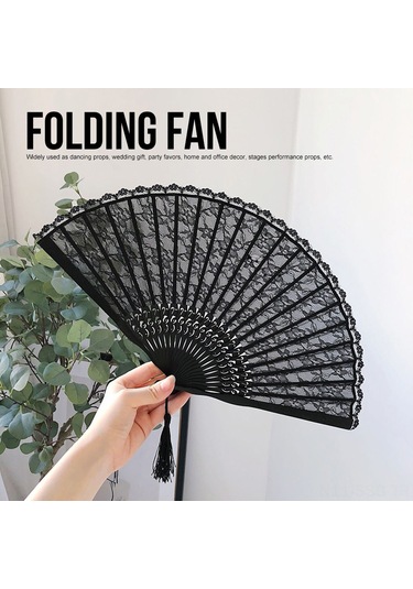 Springsun Bambu Kollu Siyah Dokuma Katlı Klipsli Plevne - Dans Propsu, Ev Dekoru, Yüksek Kaliteli Fırça