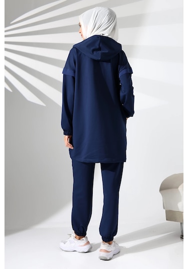 Kadın Mevsimlik Penye Alt Üst Spor Ve Rahat Lacivert Tesettür Takım Lacivert
