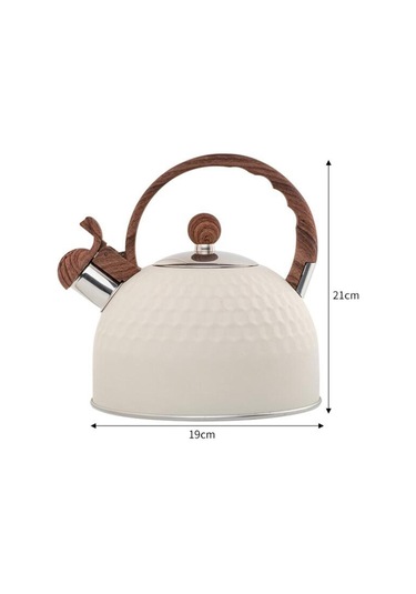 Tcherchi Paslanmaz Çelik Ahşap Saplı Çaydanlık Beyaz