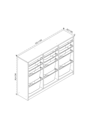 12 Sepetli Dolap Çok Amaçlı Dolap Oyuncak Dolabı Lara Çam Kahverengi