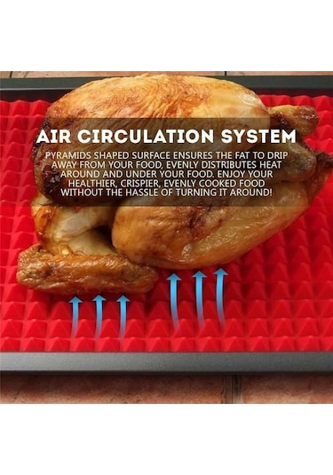 Kırmızı Büyük Kırmızı Piramit Yükseltilmiş Koni Şekilli Silikon Mat Pişirme Ve Kavurma Fırın Izgara Barbekü İçin Süper Yapışmaz Gıda Sınıfı Silikon Kırmızı
