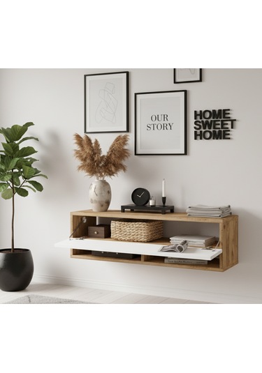 Robin Home Lia Hol Antre Dresuar Duvara Monte 100cm Atlantik Çam - Beyaz Beyaz