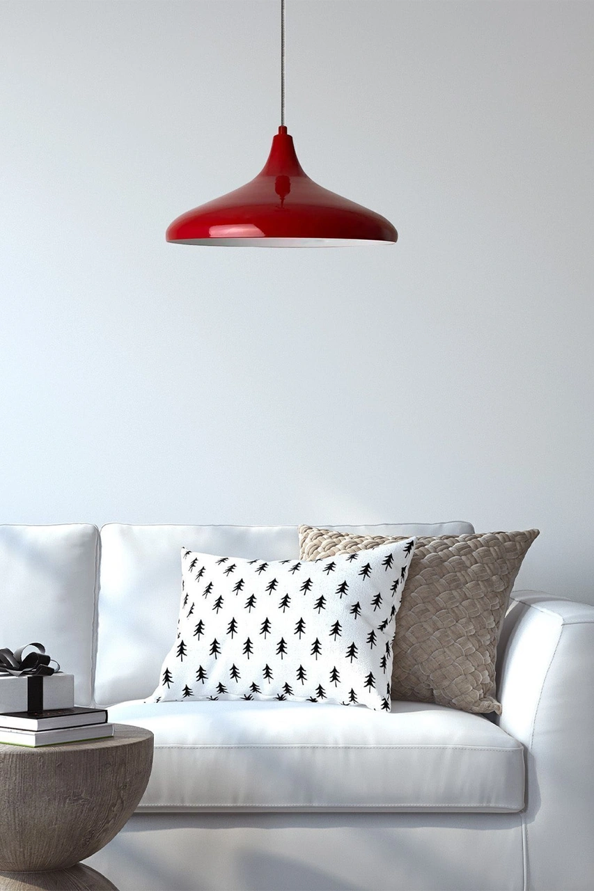 Champion Kırmızı Özel Kablo Avize - Alüminyum 35 Cm Cafe Mutfak Modern Dekoratif Sarkıt Model Kırmızı