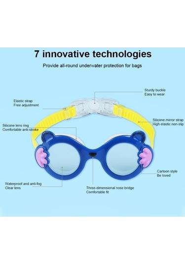 Artfulabode Mor Kedi Karikatür Jh8560 Gözlüğü Yüzme Şekli Önleyici Buhar Önleyici Çocuk Çok Renkli