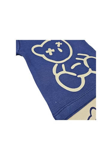 Ayıcık Desenli Erkek Bebek Şortlu Takım Lacivert