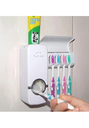 Otomatik 5'li Diş Fırçalığı Ve Diş Macun Sıkacağı Seti Beyaz