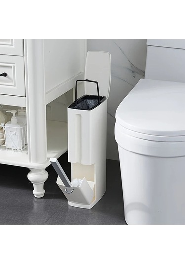 Fastbuy Çöpleri Temizle: Kapaklı Tuvalet Fırçası Çöp Kutusu, Beyaz, Yer Tasarrufu, Anti Sisleme, Pratik, Tuvalet İhtiyaçları Beyaz