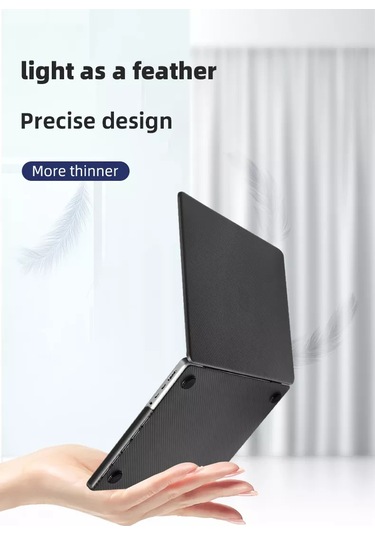 Arabulalaca Macbook Pro 14 2021 A2442 Koruma Karbon Desenli Kılıf Siyah