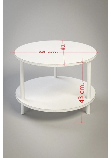 Yuvarlak Orta Sehpa Ahşap Ayaklı Sehpa Iki Raflı Sehpa Dekoratif Sehpa Gazetelikli-mermer-60cm Mermer