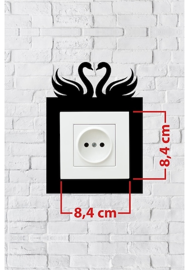 Kuğu Aşk Tasarım Priz Çerçevesi İç Ölçü 8,4x8,4 Cm Dekoratif Priz - Anahtar Çerçevesi - Ev Süsü