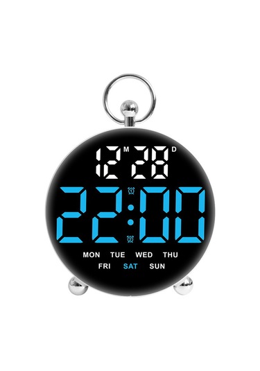 8029 Led Dijital Çalar Saat Çok Fonksiyonlu Büyük Ekranlı Elektronik Öğrenci Masa Saati - Mavi Mavi