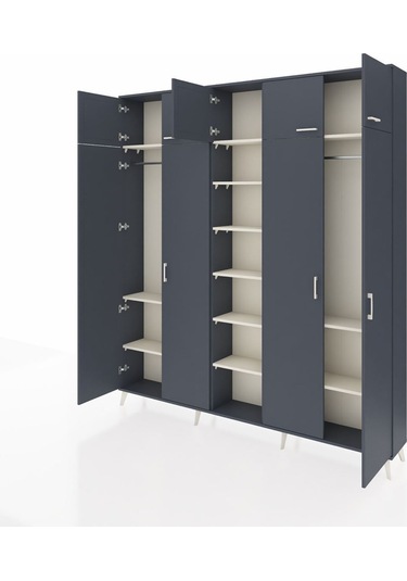 Arges Dolap 12 Raflı 9 Kapaklı 2 Askılı 220x30x243 Antrasit-antrasit/aytaşı Antrasıt/aytası