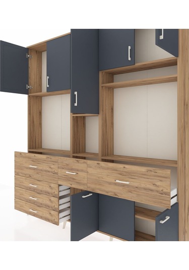 Arges Dolap 10 Raflı 6 Çekmeceli 8 Kapaklı 220x30x243 Çam-antrasit/çam Antrasıt/atlas Çam Arges Dolap 10 Raflı 6 Çekmeceli 8 Kapaklı 220x30x243 Çam-antrasit/çam Antrasıt/atlas Çam