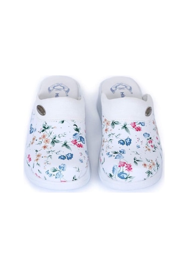 Hipokrat Sabo Ortopedik Terlik Desenli Kadın Mavi Çiçek Desenli Çok Renkli