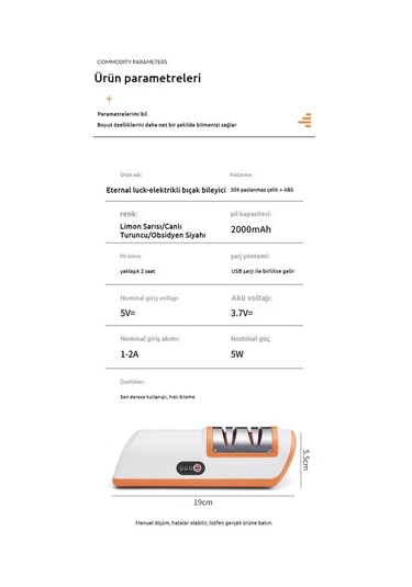 Createtech Sarı Elektrikli Bileyici Bıçak Xw