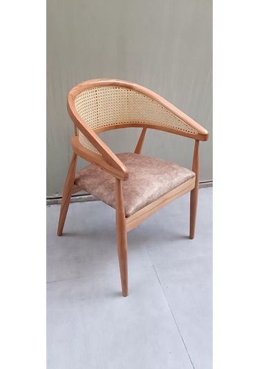 Sandalye Tam Kolçak Hasır Model Ahşap Kayın Naturel Ceviz Renk El Yapım