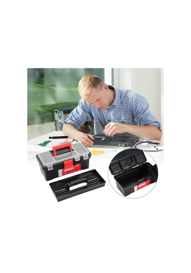 Suofeng 12,5 İnç Şeffaf Kapaklı Taşınabilir Plastik Alet Çantası - Bölmeli Ve Tepsili Pratik Ev Alet Saklama Kutusu